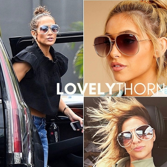 QUAY // ltd ed oversized clear gold frame brown gradient lens aviators flaw main image 6